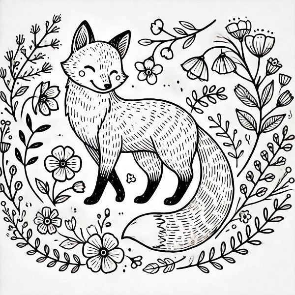 Fox and Flowers