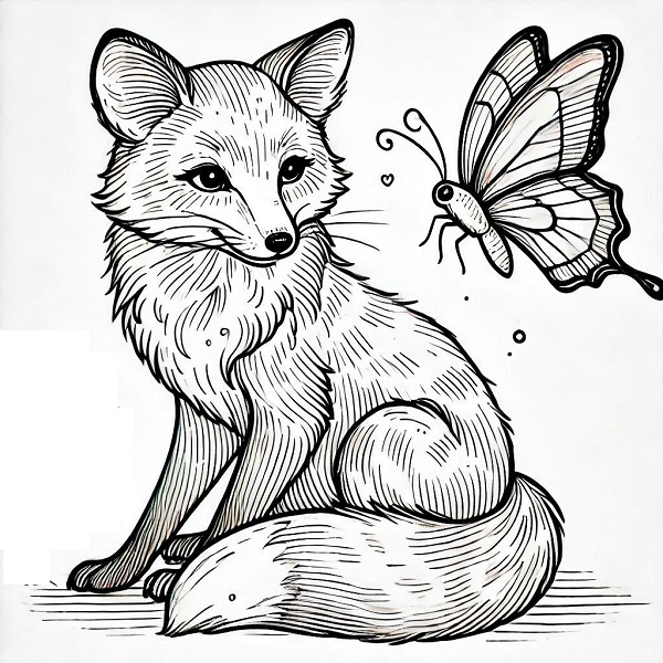 Fox with Butterfly