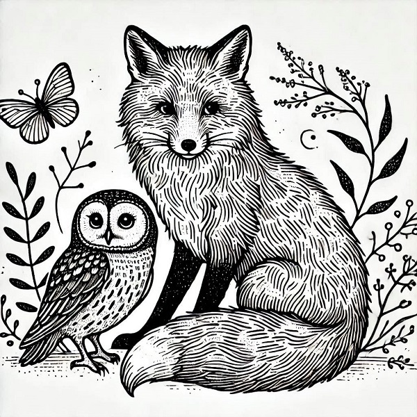 Fox with Owl