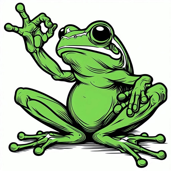 Green frog drawing