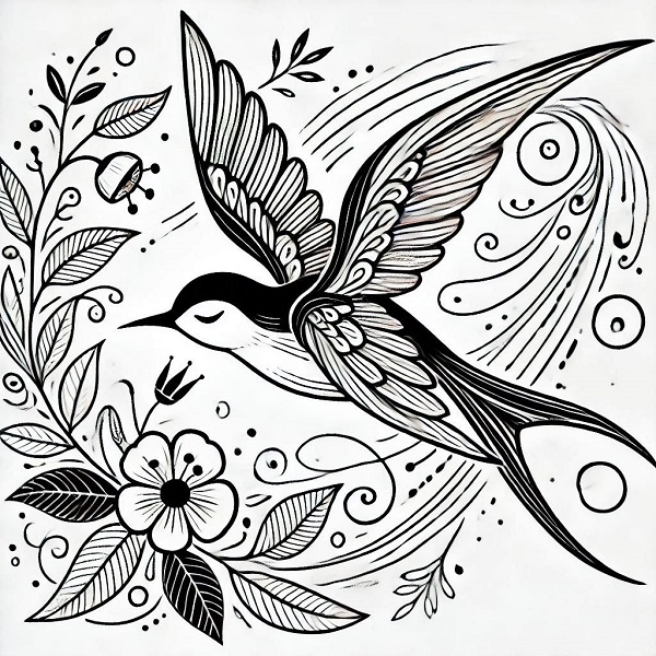 Simple Bird Flying Drawing 2