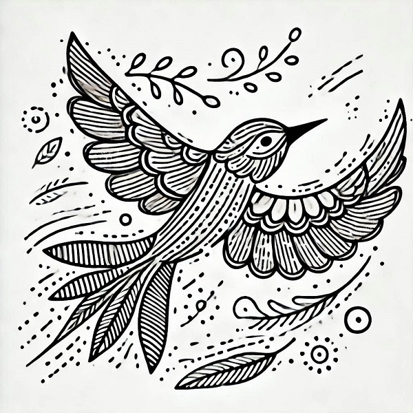 Simple Bird Flying Drawing 4