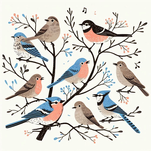 bird composition drawing