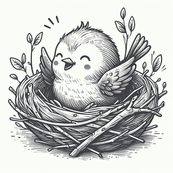 bird in a nest drawing 2