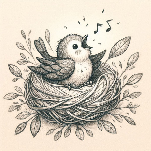 bird in a nest drawing 3