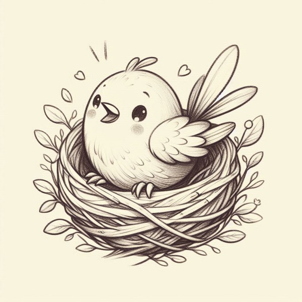 bird in a nest drawing 4