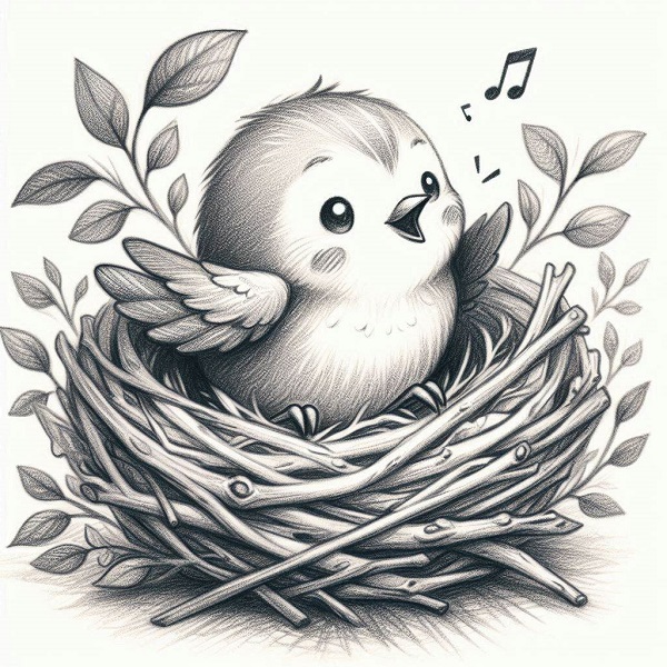 bird in a nest drawing