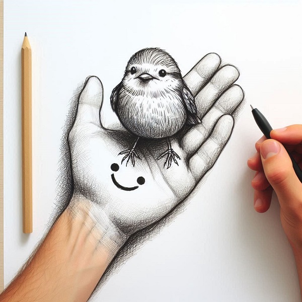 bird in hand drawing 3