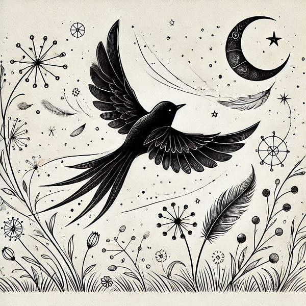 black flying bird drawing 11