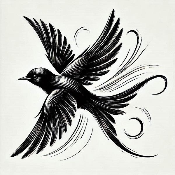 black flying bird drawing 9