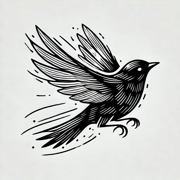 black flying bird drawing