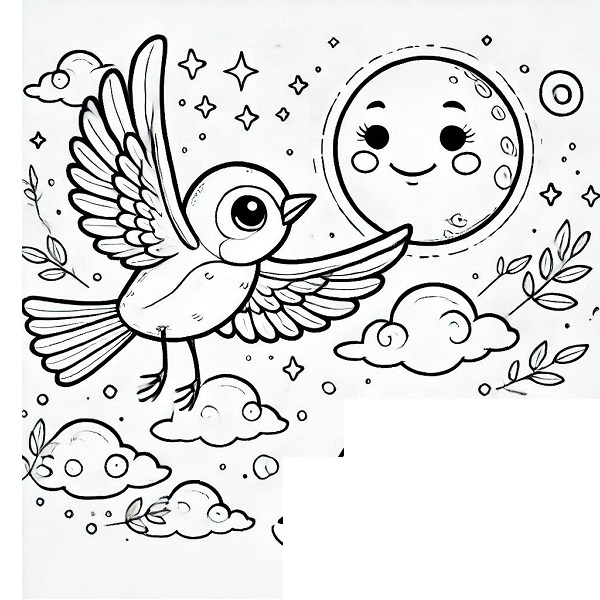 cartoon bird flying drawing 14