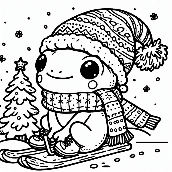 Christmas frog drawing