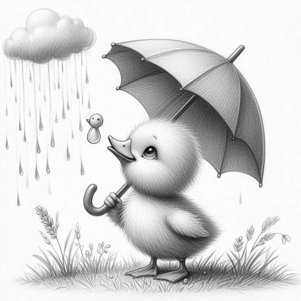 duck with umbrella drawing