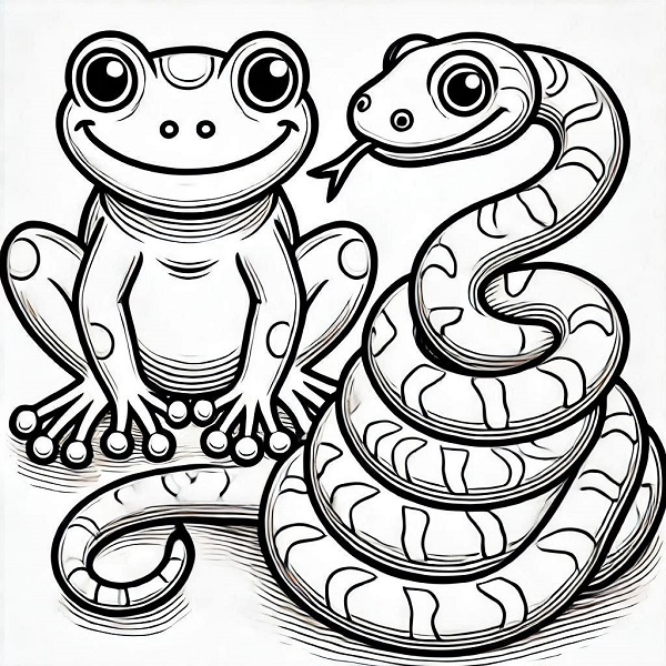 frog and snake drawing