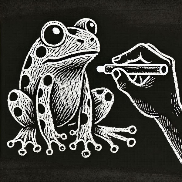 frog chalk drawing