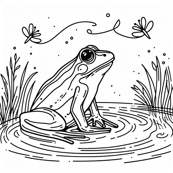 frog in a pond drawing