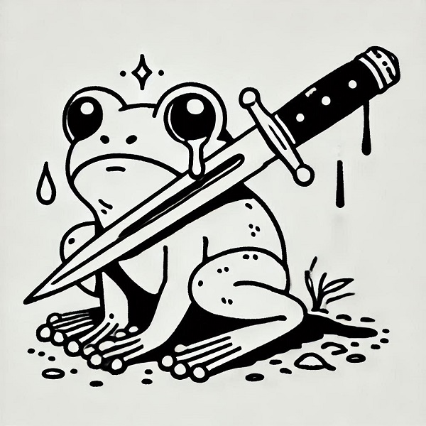 frog with knife drawing