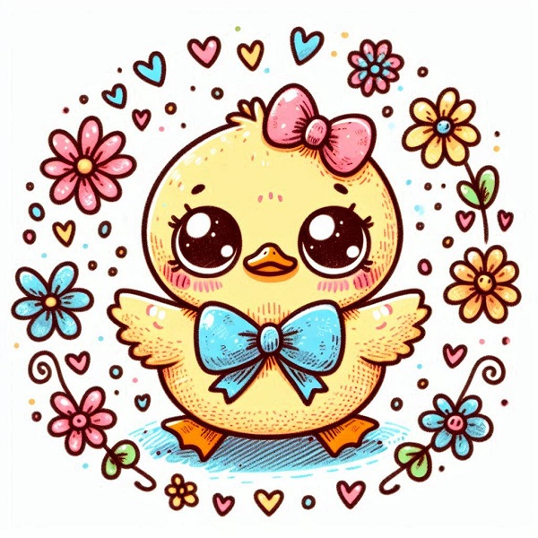 kawaii cute duck drawing