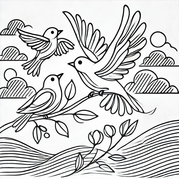 simple bird flying drawing 12